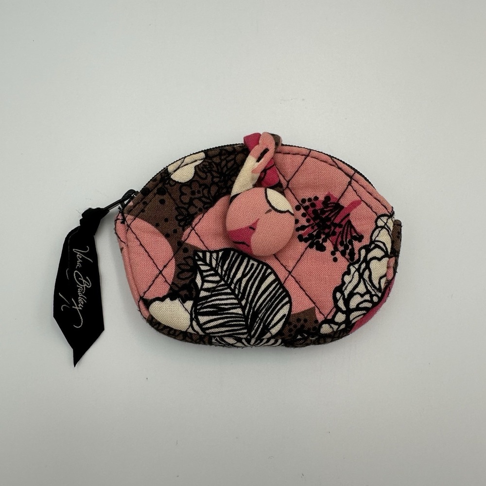 Vera Bradley Mocha Rouge Coin Purse Zippered Case Retired